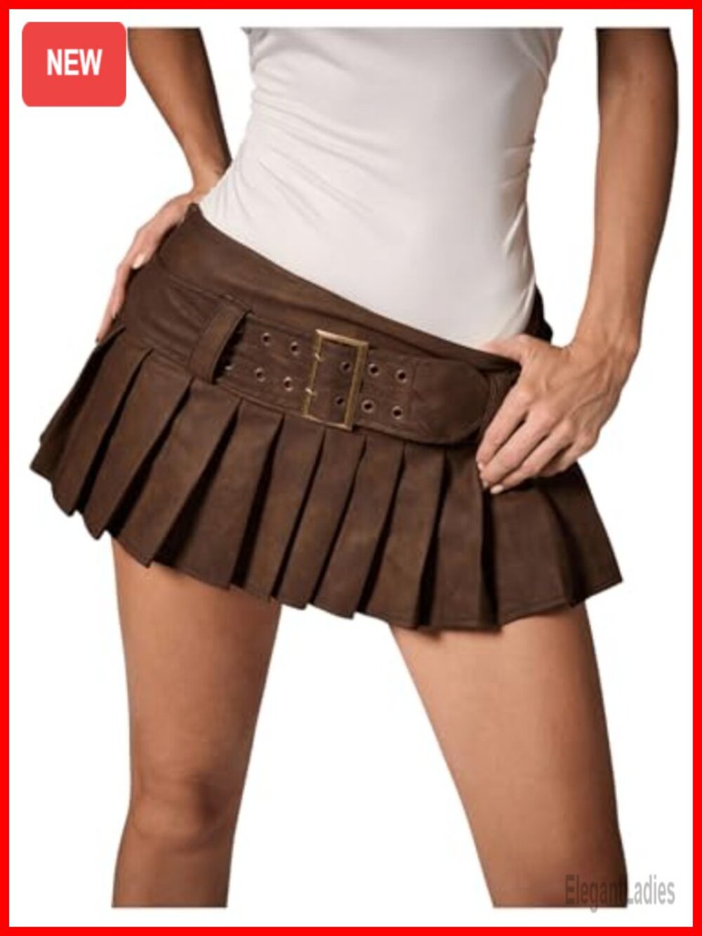 Floerns Pleated Mini Skirt Buckle Belt Low Rise Y2K Club Party Skirt